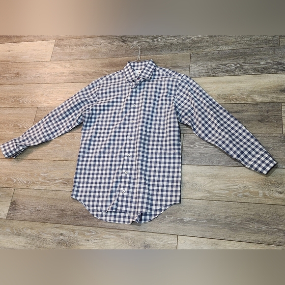 Lorenzo Uomo Blue and White Checkered Men's Shirt Size 16 32/33 - Picture 9 of 11